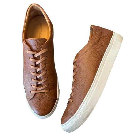 Beckett Simonon Reid Sneakers Pebbled Leather Tan Brown Men's sz 10.5 - Picture 1 of 16